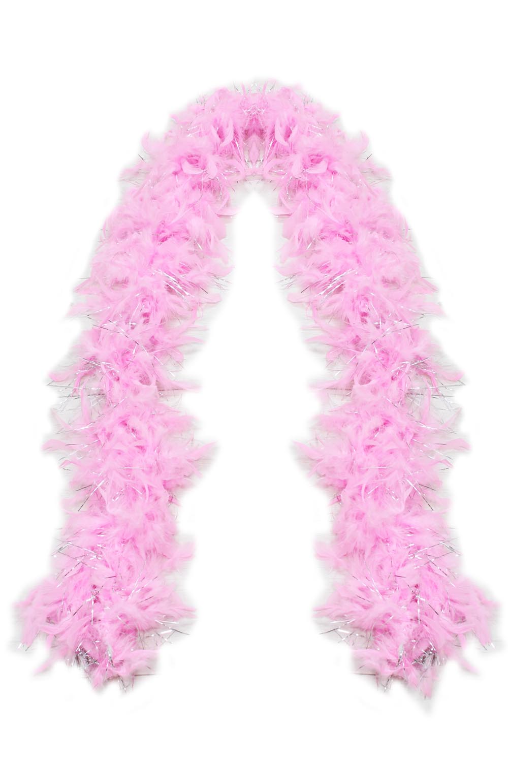 BOA PIUMA STRUZZO ROSA CON FILI ARGENTO